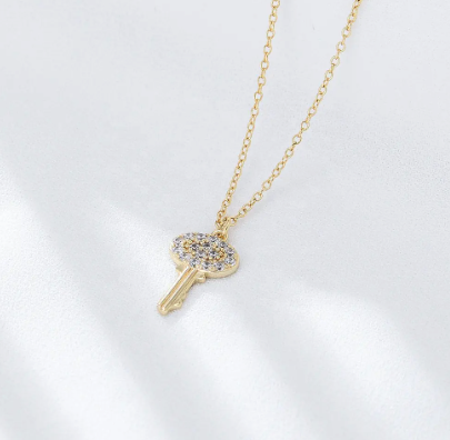 Realistic CZ Key Necklace