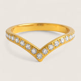 The Radiant Apex – Steel V-Shaped CZ Ring