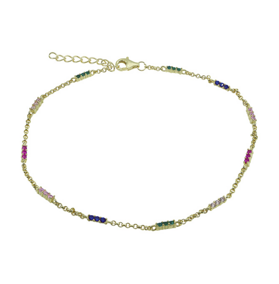 Colorful CZ Chain Anklet