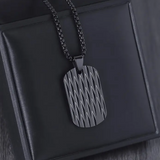 Divot Textured Steel Dog Tag Necklace