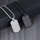 Divot Textured Steel Dog Tag Necklace