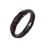 Double Braid Middle Accent Leather Bracelet