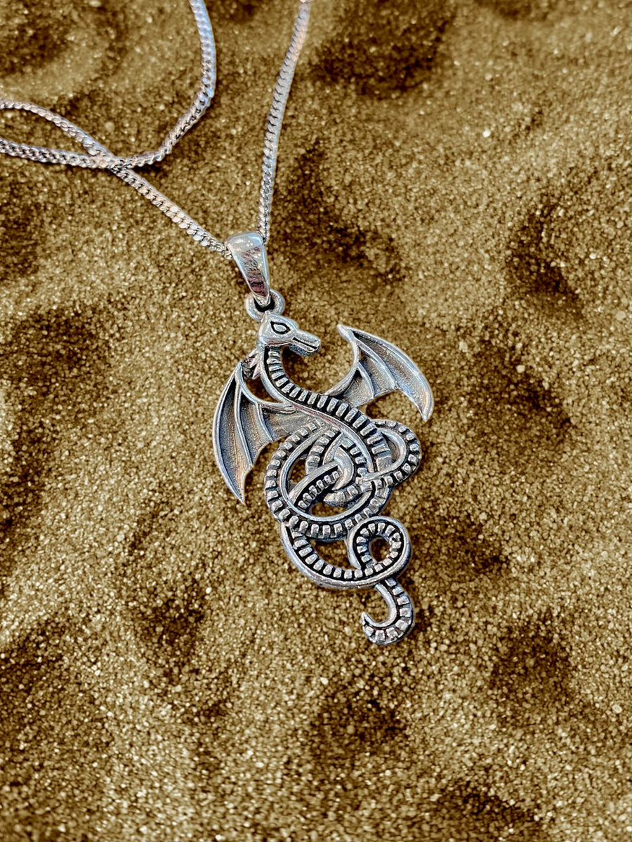 Oxidized Dragon Necklace