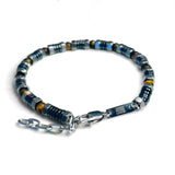 Steel & Gemstone Patterned Chain Bracelet