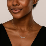Olive Whisper – Silver CZ  Leaf Necklace