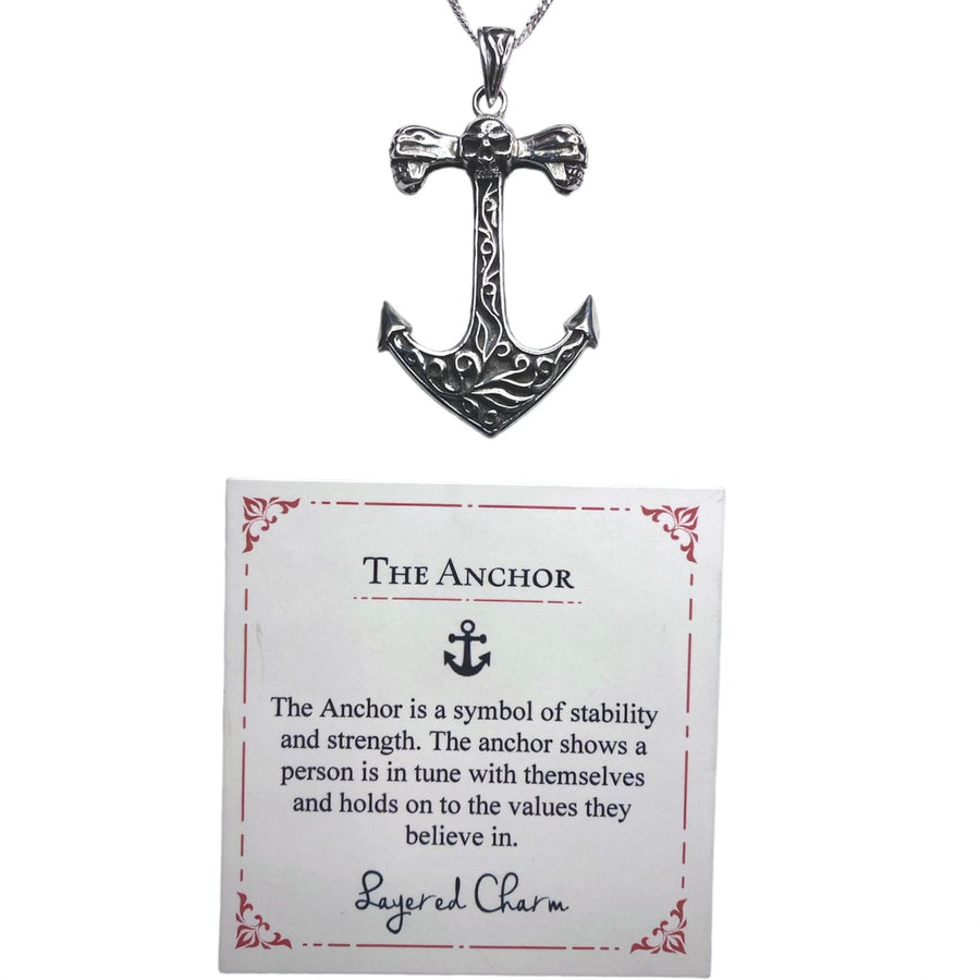Triple Skull Anchor Necklace