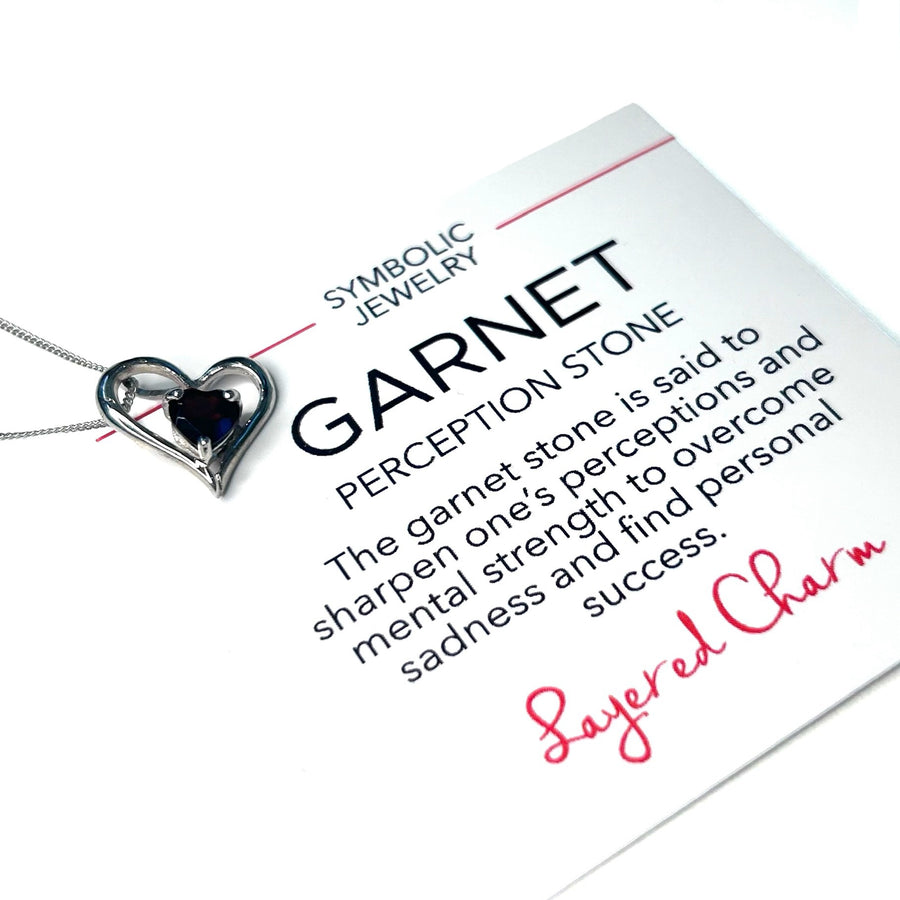 Gemstone Side Slider Heart Necklace