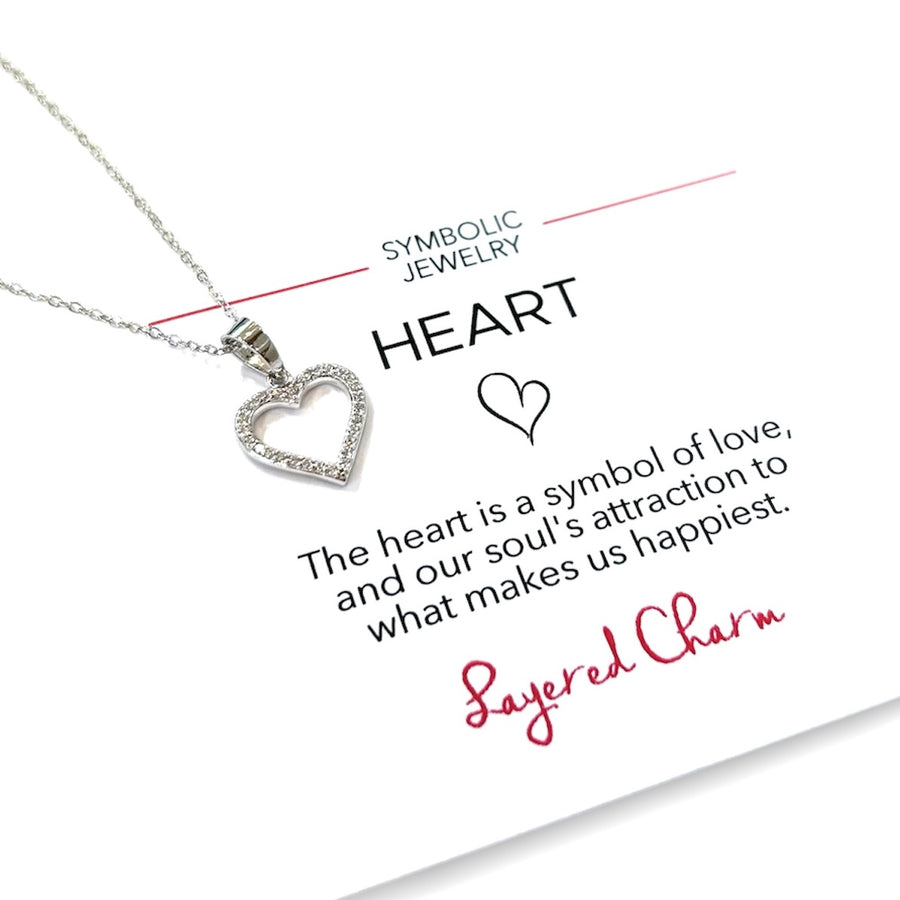 Outline CZ Heart Necklace