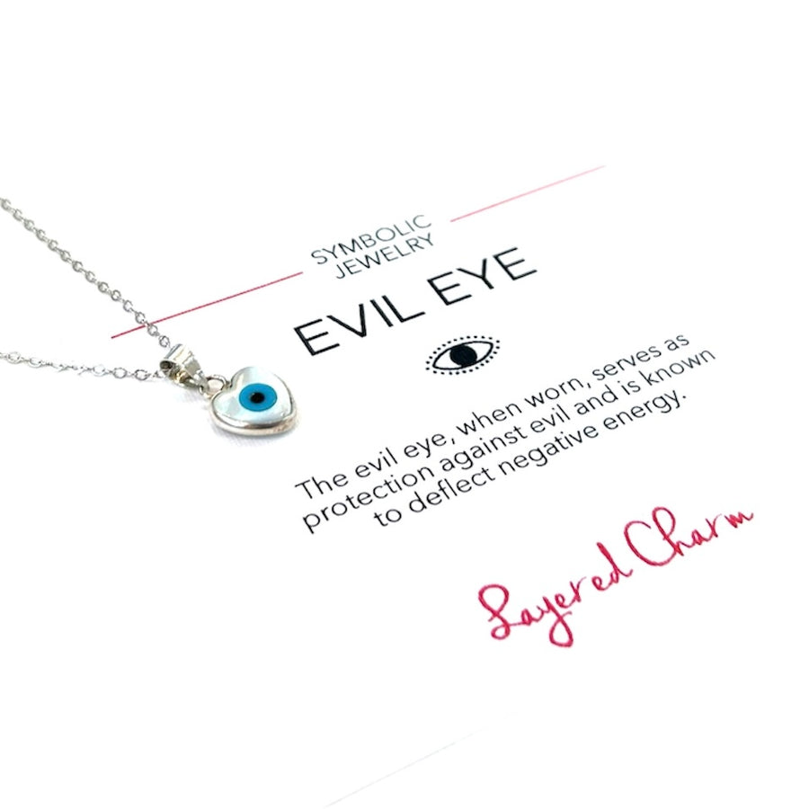 Evil Eye MOP Heart Necklace