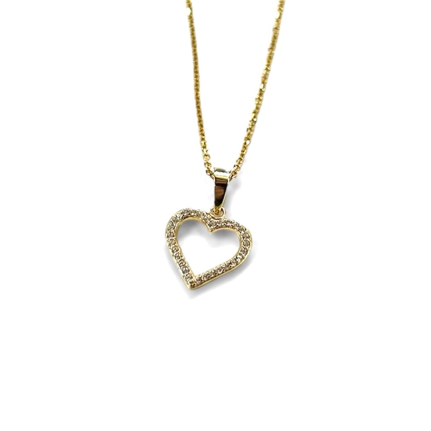 Outline CZ Heart Necklace