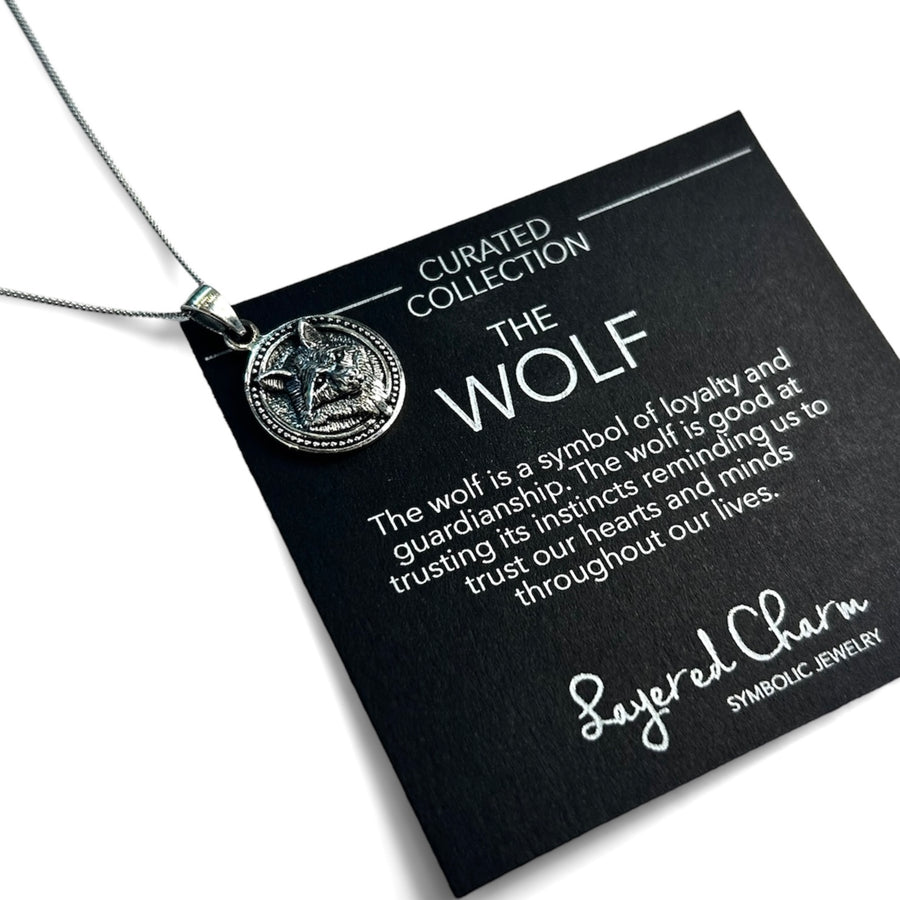 Silver Circle Wolf Necklace