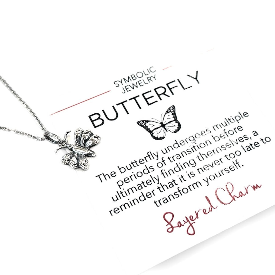 Tiny Oxidized Butterfly Necklace