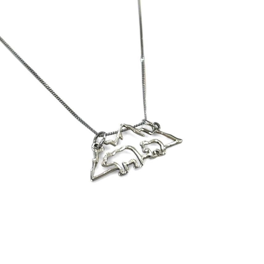 Mountain with Mama Bear and Kids Necklace