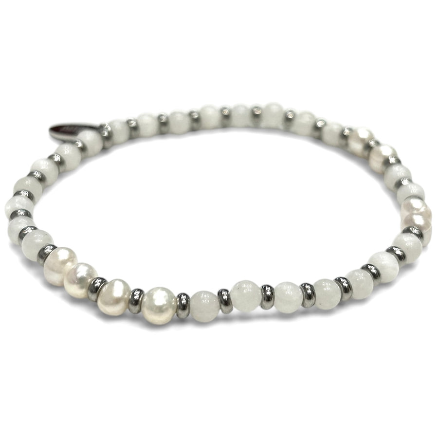 Pearl & Gemstone Steel Stretch Bracelet