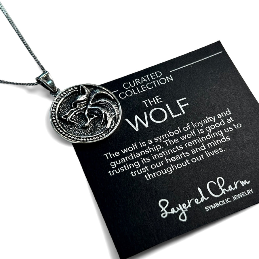 Silver Oxidized Wolf Necklace