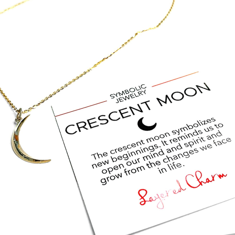 Thin Beveled Moon Necklace