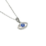 Blue Enamel & CZ Evil Eye Necklace