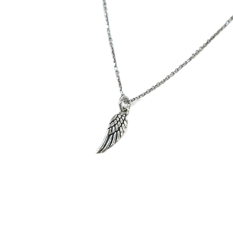 Small Oxidized Angel Wing Necklace