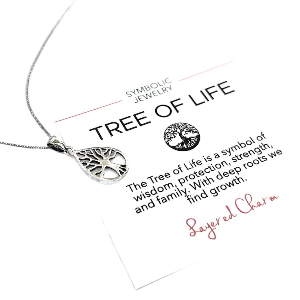 Teardrop Tree of Life Filigree Necklace – Layered Charm