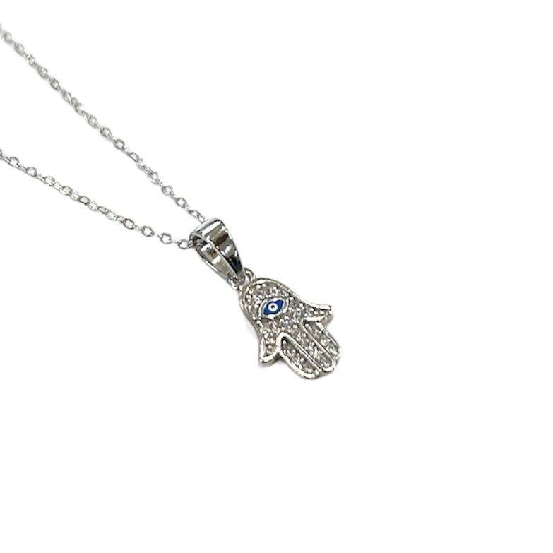 CZ Hamsa With Eye Necklace