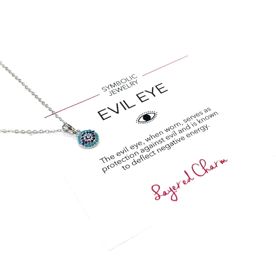 Blue CZ Round Evil Eye Necklace