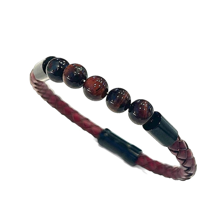 Thin Leather Braid with Beads Bracelet