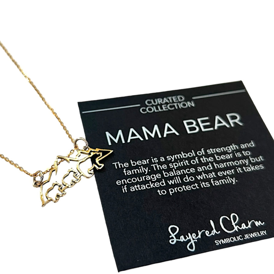 Mountain with Mama Bear and Kids Necklace