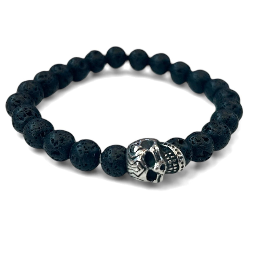 Skull on Lava Rock Stretch Bracelet