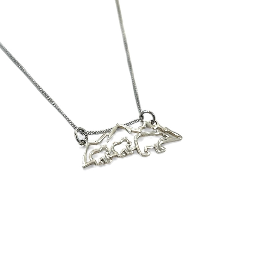 Mountain with Mama Bear and Kids Necklace