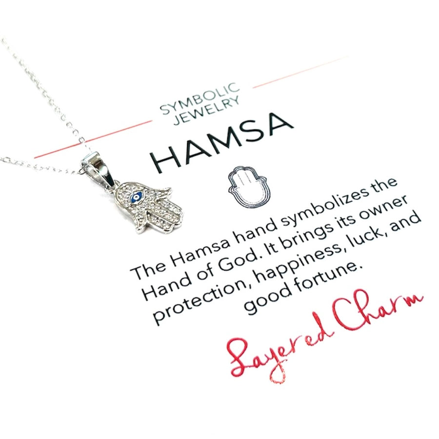 CZ Hamsa With Eye Necklace