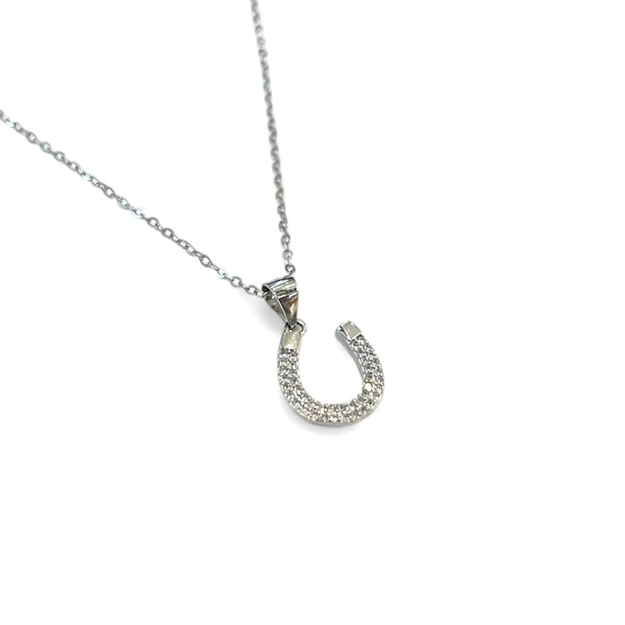 CZ Encrusted Horseshoe Necklace