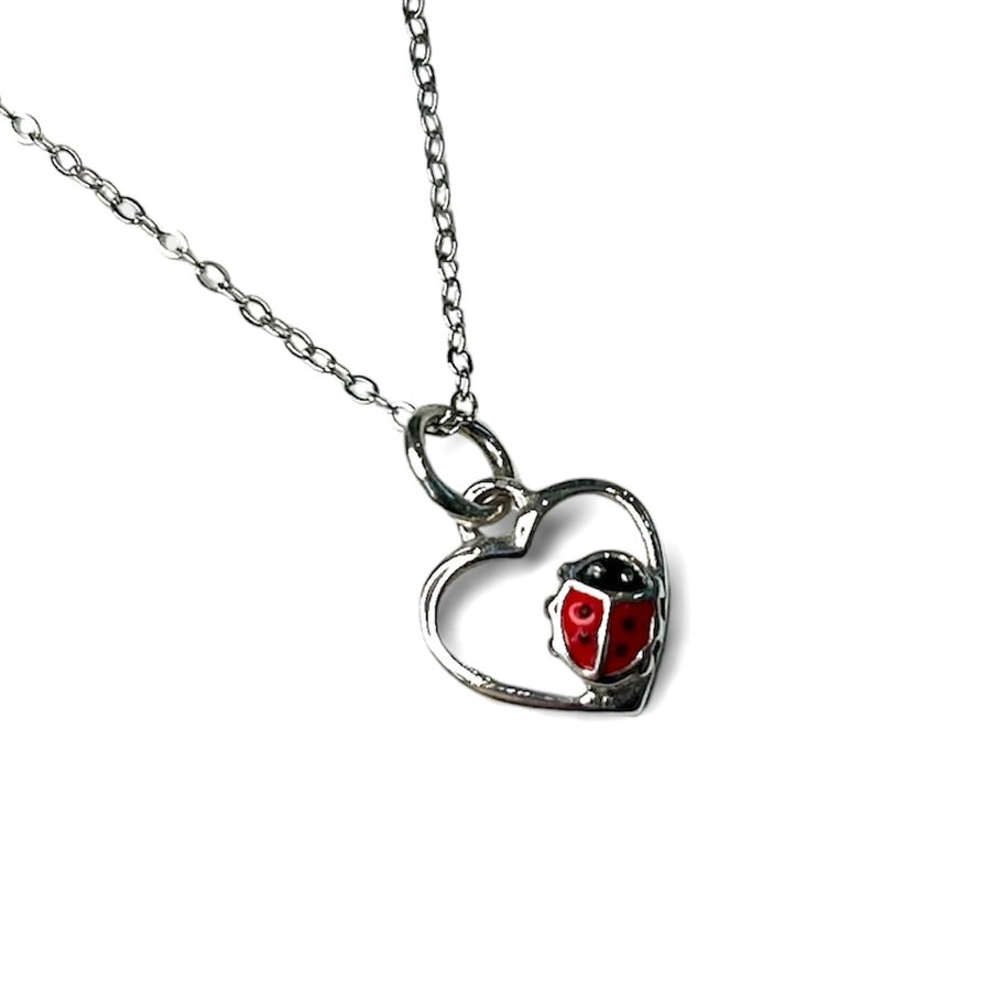 Lady Bug Heart Necklace