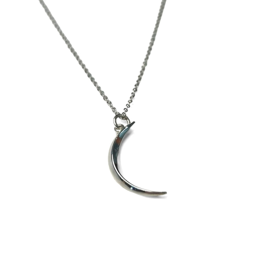 Thin Beveled Moon Necklace