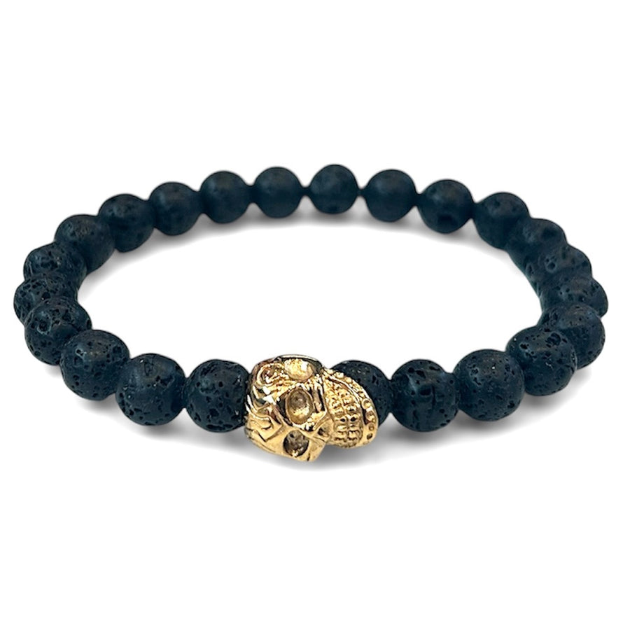 Skull on Lava Rock Stretch Bracelet