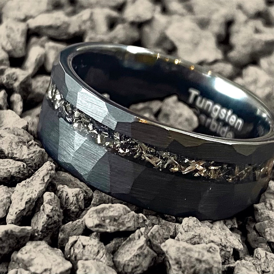 Tungsten & Crushed Meteorite Inlay