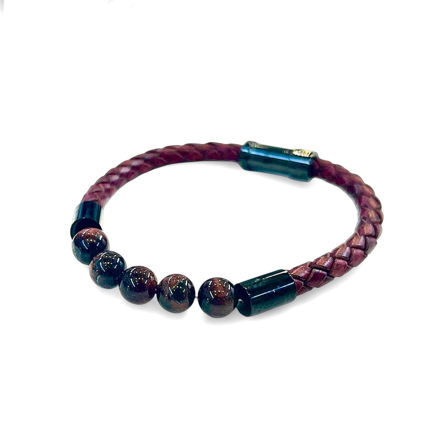 Thin Leather Braid with Beads Bracelet