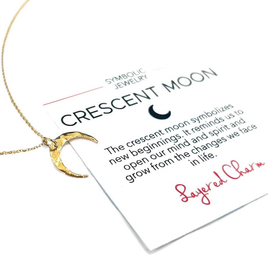 14KT Gold Plated Hammered Moon Necklace