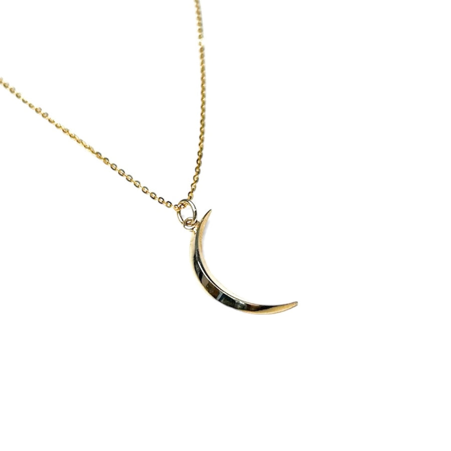 Thin Beveled Moon Necklace