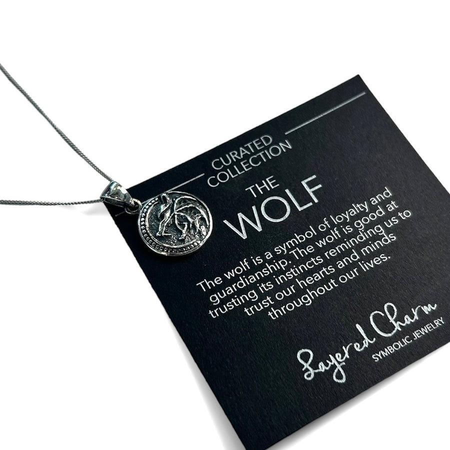 Silver Oxidized Wolf Necklace