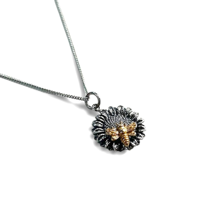 Sunflower and Bee Necklace