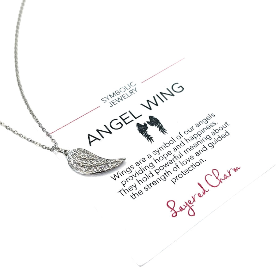 CZ Encrusted Angel Wing Necklace