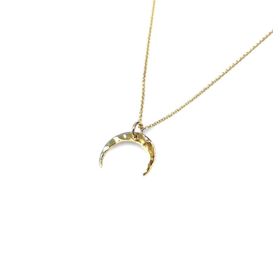 14KT Gold Plated Hammered Moon Necklace