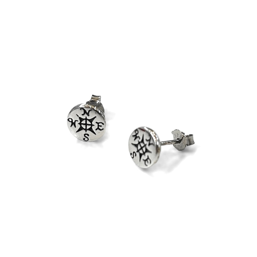 Small Compass Stud Earrings