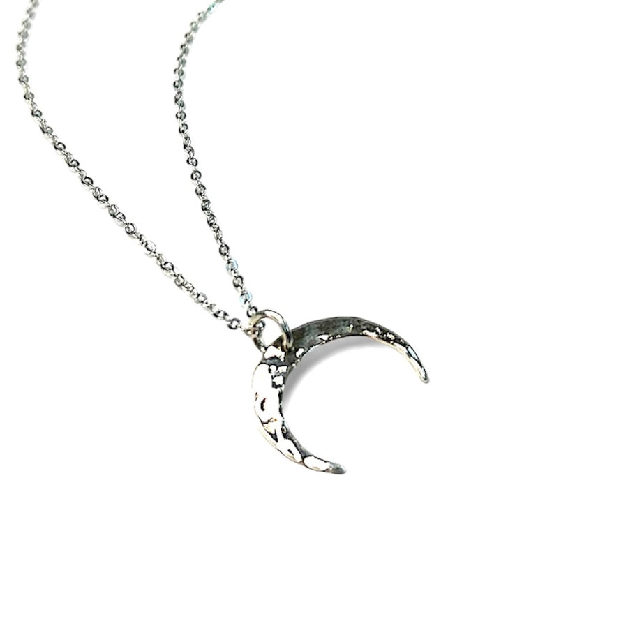 Hammered Crescent Moon Necklace