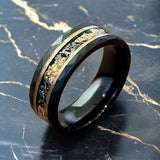Precious Leaf & Crushed Meteorite Tungsten Ring