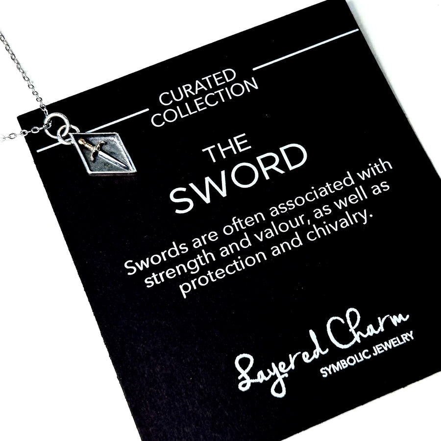 Diamond Shadow Box Sword Necklace