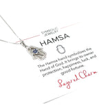 Blue & Clear CZ Hamsa Necklace