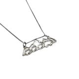 Mountain with Mama Bear and Kids Necklace