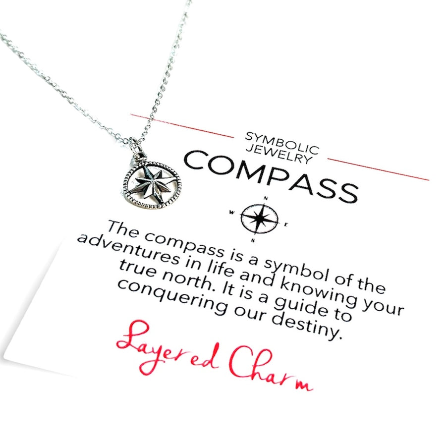 Textured North Star Compass Necklace