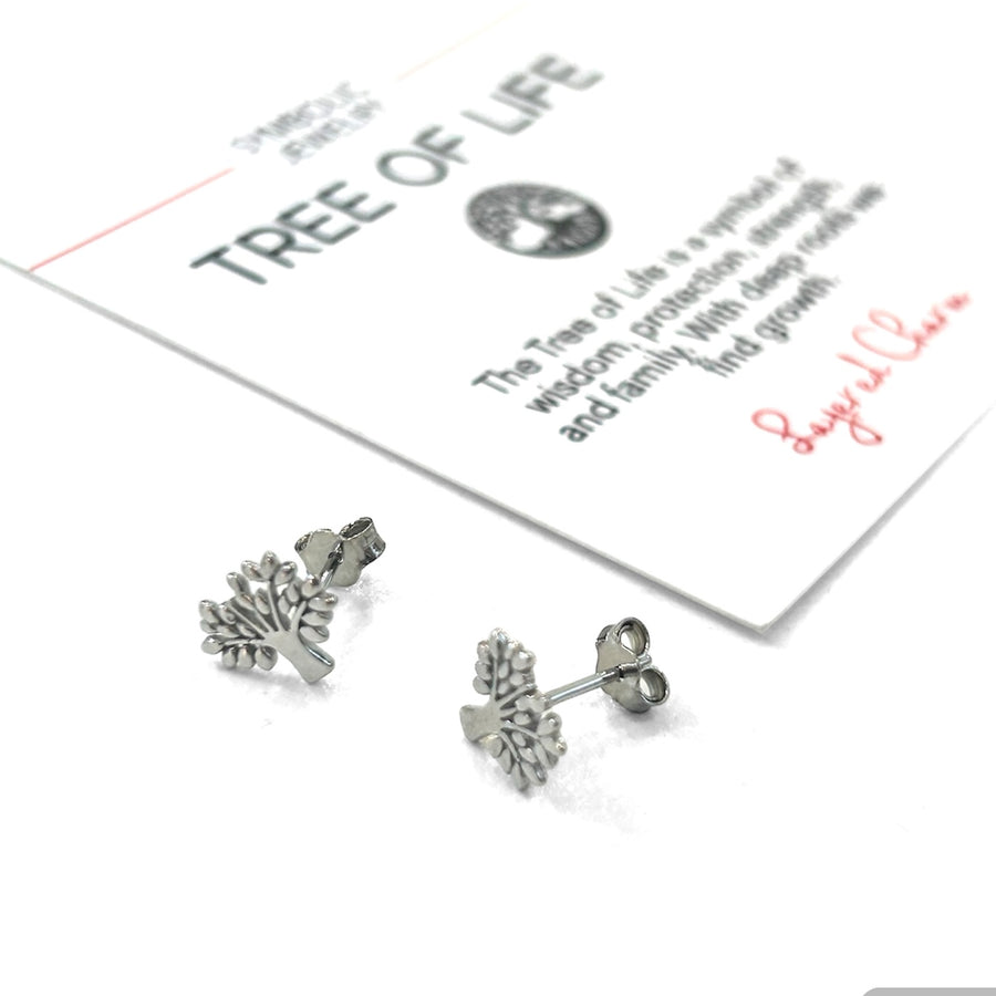 Rhodium Tree of Life Earrings